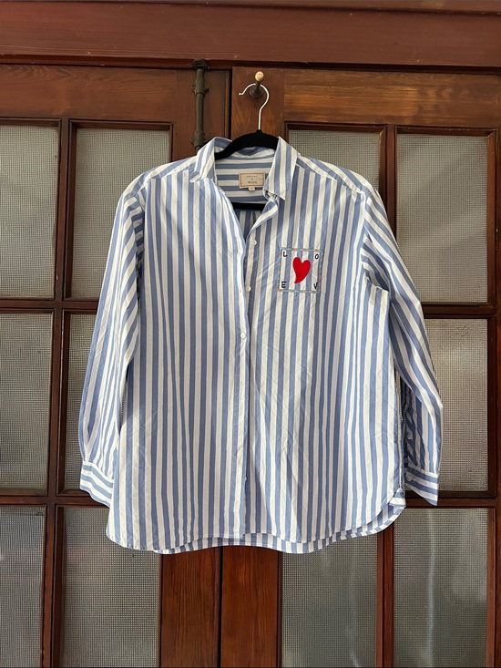 Sezane Tops - Sezane X Pangea Striped Heart Max Shirt